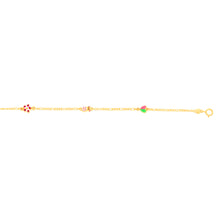 Load image into Gallery viewer, 9ct Yellow Gold Figaro 1:3 Heart Kids Beads 15cm Bracelet