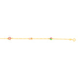 9ct Yellow Gold Figaro 1:3 Heart Kids Beads 15cm Bracelet