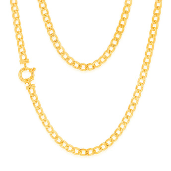 9ct Yellow Gold Copper Filled 45cm Curb 150 Gauge Chain Bolt Ring
