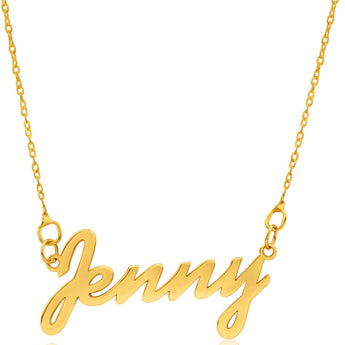 Signature 9ct Yellow Gold Pendant 3 to 5 Cursive Letter on 40cm Trace Chain