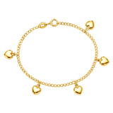 9ct Yellow Gold Silver Filled Heart Drop 19cm Curb Bracelet