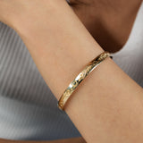 9ct Yellow SOLID Gold Engraved Heart Pattern Bangle