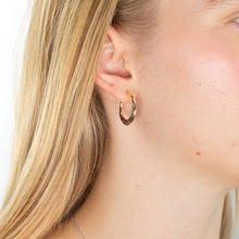 Load image into Gallery viewer, 9ct Yellow Gold, White Gold &amp; Rose Gold Swirl Creole Hoop Earrings