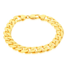 Load image into Gallery viewer, 9ct Yellow Gold Heavy Curb Bevelled Flat 23cm Bracelet in 350 gauge Parrot Clasp
