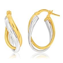 Load image into Gallery viewer, 9ct Yellow Gold &amp; White Gold Opulent Hoop Earrings