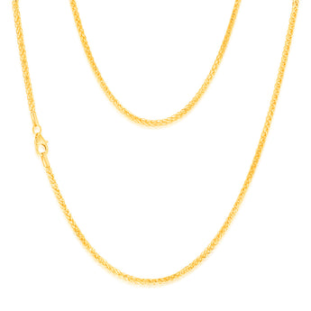 9ct Yellow Gold Wheat Diamond Cut 50 Gauge 50cm Chain