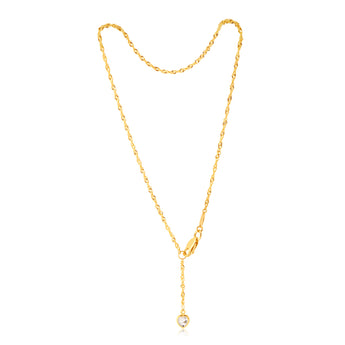 9ct Yellow Gold Singapore Heart Charm 27cm Anklet
