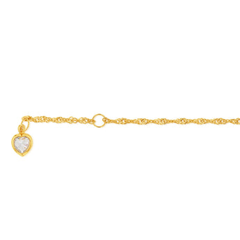 9ct Yellow Gold Singapore Heart Charm 27cm Anklet