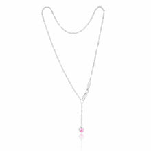 Load image into Gallery viewer, 9ct White Gold Singapore with Pink Cubic Zirconia Heart Charm 27cm Anklet