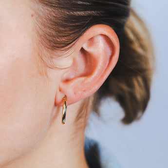 9ct Yellow Gold Plain 15mm Hoop Earrings