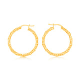 9ct Yellow Gold Twist 20mm Hoop Earrings