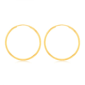 9ct Yellow Gold Diamond-Cut Hoops 25mm