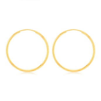 9ct Yellow Gold Diamond-Cut Hoops 25mm