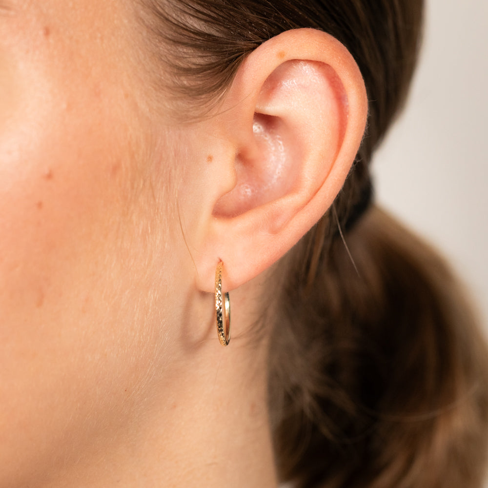 9ct Diamond-Cut Hoop Earrings 9y