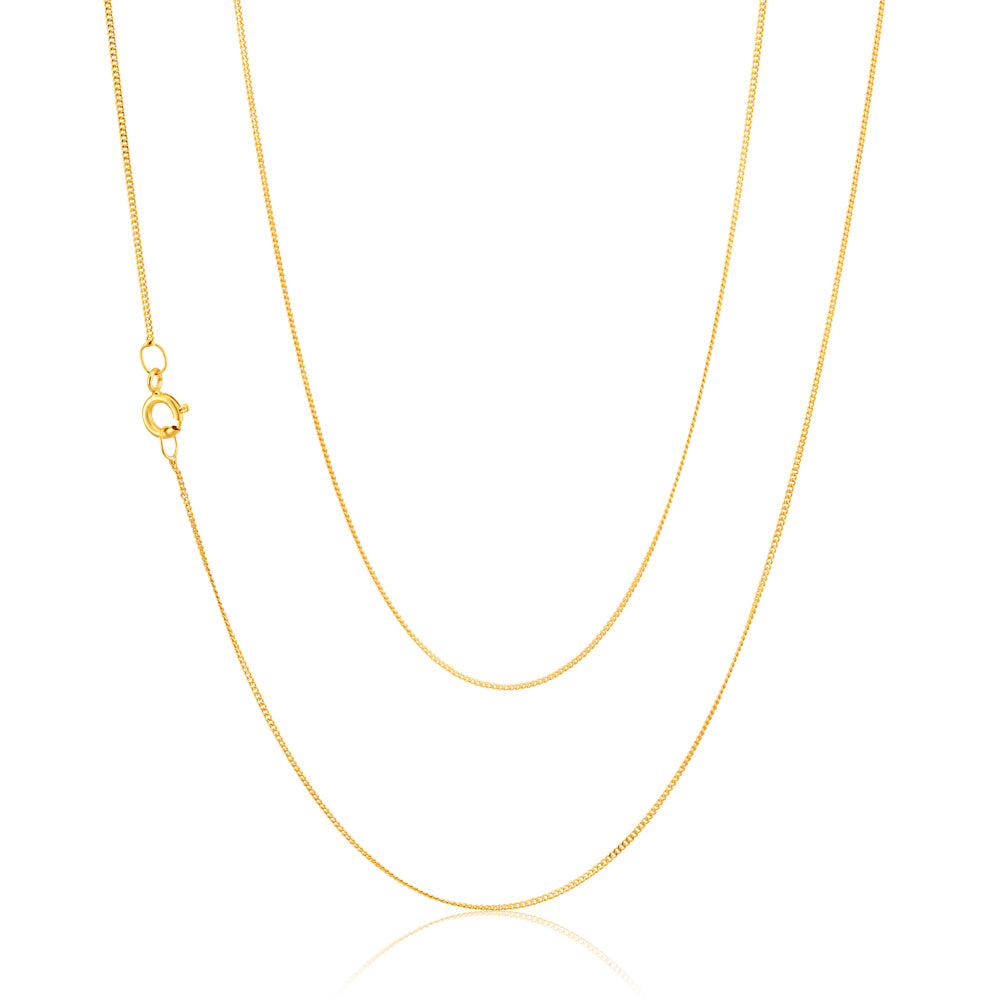 9ct Yellow Gold 45cm Curb Chain 9Y