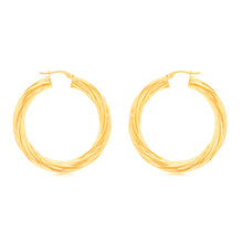 Load image into Gallery viewer, 9ct Yellow Gold Twisted Striped 30MM Hoop Earrings 9Y