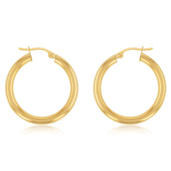 9ct Yellow Gold 20mm Plain Hoop Earring