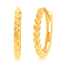 Load image into Gallery viewer, 9ct Yellow Gold Hoop Patterned Earrings