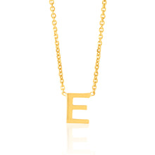 Load image into Gallery viewer, 9ct Yellow Gold Initial &quot;E&quot; Pendant On 43cm Chain