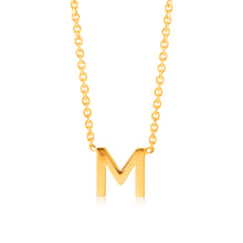 Load image into Gallery viewer, 9ct Yellow Gold Initial &quot;M&quot; Pendant on 43cm Chain