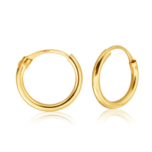 9ct Yellow Gold 1.2x9mm Hinged Hoop Earrings