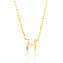 Load image into Gallery viewer, 9ct Yellow Gold Initial &quot;H&quot; Pendant On 43cm Chain