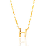 9ct Yellow Gold Initial "H" Pendant On 43cm Chain