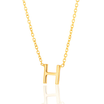 9ct Yellow Gold Initial "H" Pendant On 43cm Chain