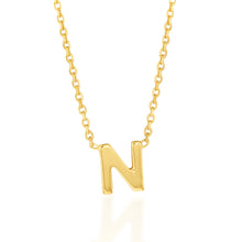 Load image into Gallery viewer, 9ct Yellow Gold Initial &quot;N&quot; Pendant On 43cm Chain