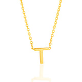 9ct Yellow Gold Initial "T" Pendant On 43cm Chain