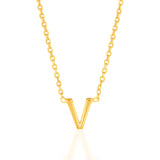 9ct Yellow Gold Initial "V" Pendant on 43cm Chain