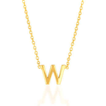 9ct Yellow Gold Initial "W" Pendant on 43cm Chain