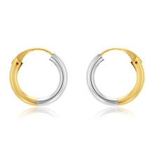 Load image into Gallery viewer, 9ct White And Yellow Gold Two Tone 12mm Sleeper Earrings