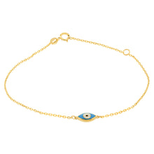 Load image into Gallery viewer, 9ct Yellow Gold Double Sided Evil Eye 19cm Bracelet