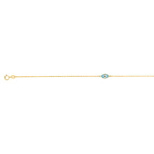 Load image into Gallery viewer, 9ct Yellow Gold Double Sided Evil Eye 19cm Bracelet