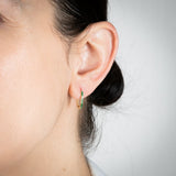 9ct Yellow Gold Green Enamel Hoop Earrings