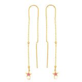 9ct Yellow Gold Pink Star Threader Earrings
