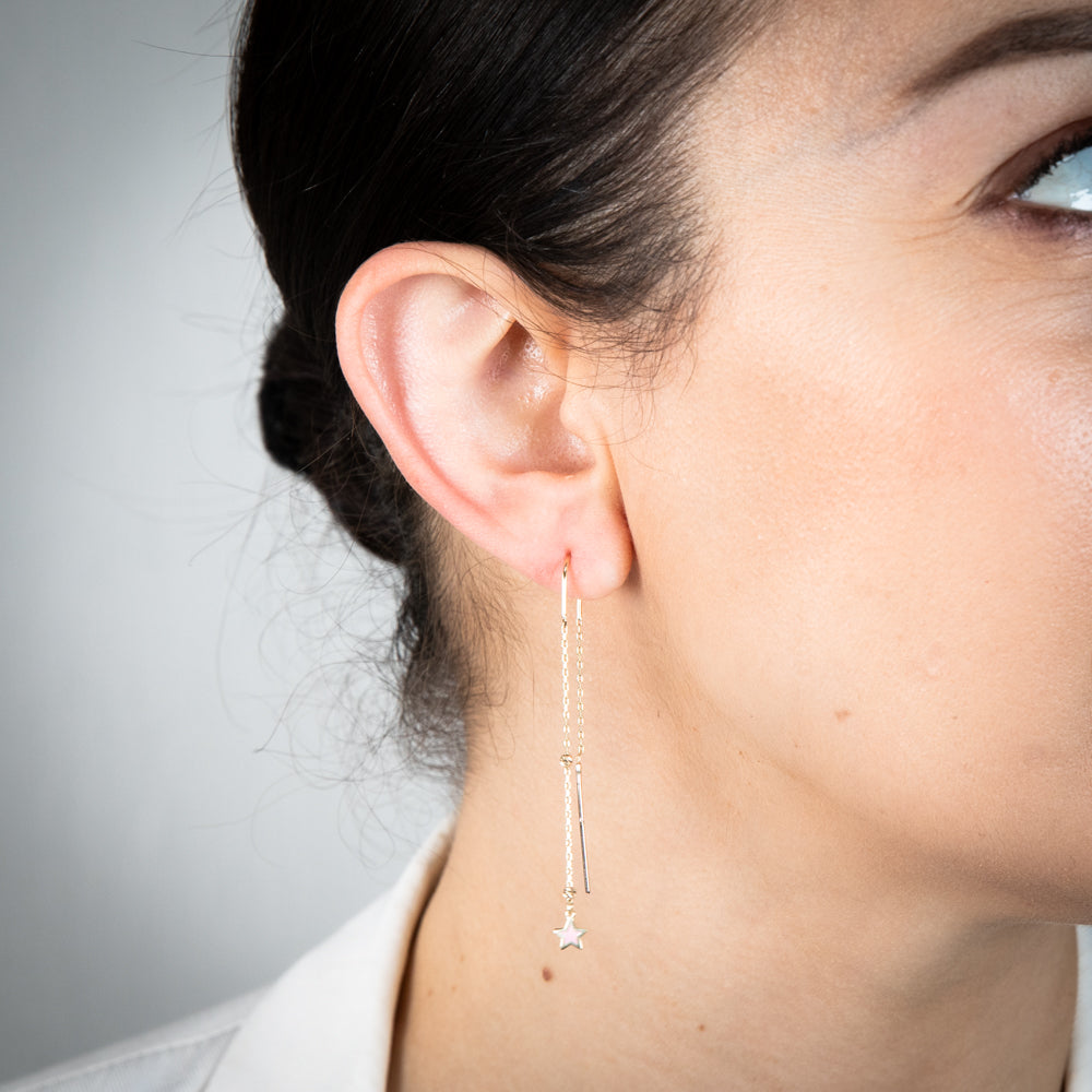 9ct Yellow Gold Pink Star Threader Earrings – Grahams Jewellers