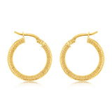 9ct Yellow Gold Greek Key 15mm Hoop Earrings