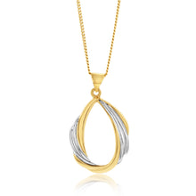 Load image into Gallery viewer, 9ct Yellow And White Gold Twisted Pear Shaped Open Pendant