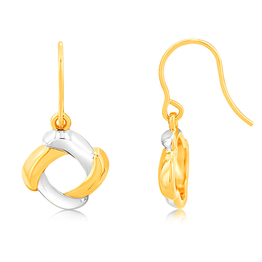 9ct Yellow And White Gold Abstract Circle Drop Earrings