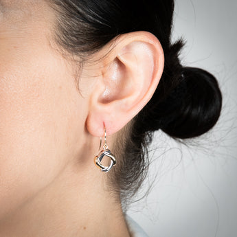 9ct Yellow And White Gold Abstract Circle Drop Earrings