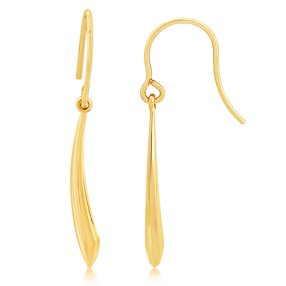 9ct Yellow Gold Light Conical Drop Earrings