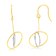 Load image into Gallery viewer, 9ct Yellow And White Abstract Circle Drop Earrings