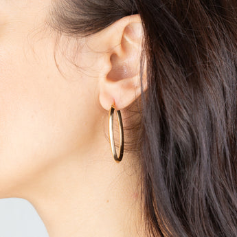 9ct Yellow Gold Plain Elongated Hoop Earrings
