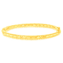 Load image into Gallery viewer, 9ct Yellow Gold Patterned Hinged Round Bangle