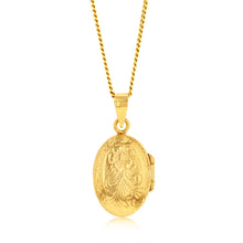 Load image into Gallery viewer, 9ct Yellow Gold Engraved 13 X10mm Oval Locket