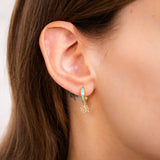 9ct Yellow Gold Lotus On Blue Enamel Sleeper Earrings