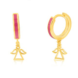 9ct Yellow Gold Angel On Red Enamel Sleeper Earrings