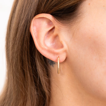 9ct Yellow Gold 15mm Textured Hoop Earrings